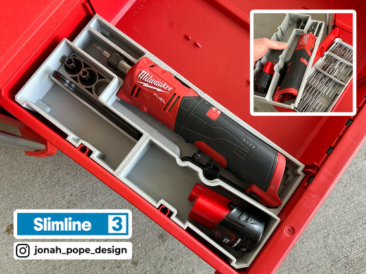 M12 Die Grinder for Milwaukee Packout 2/3 Draw By Jonah Pope Design