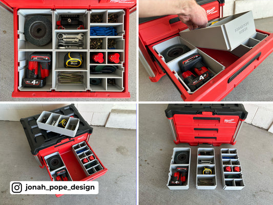 Organiser Tubs for Milwaukee Packout 2/3 Draw By Jonah Pope Design