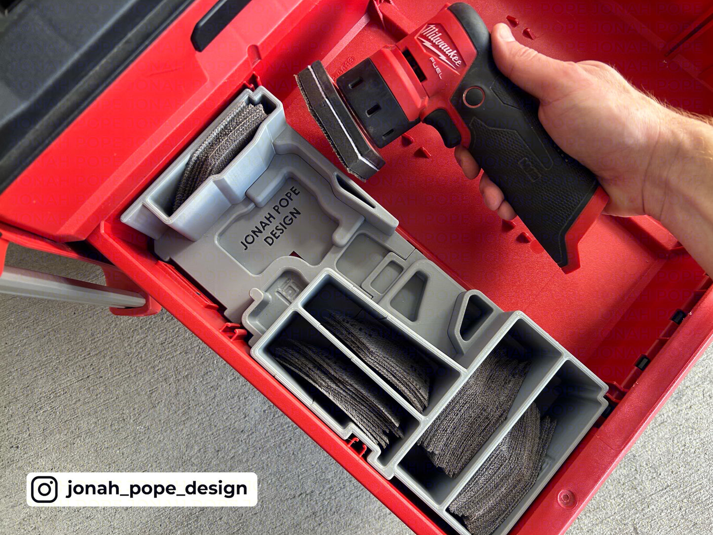 M12 Orbital Detail Sander Drawer insert by Jonah Pope Design