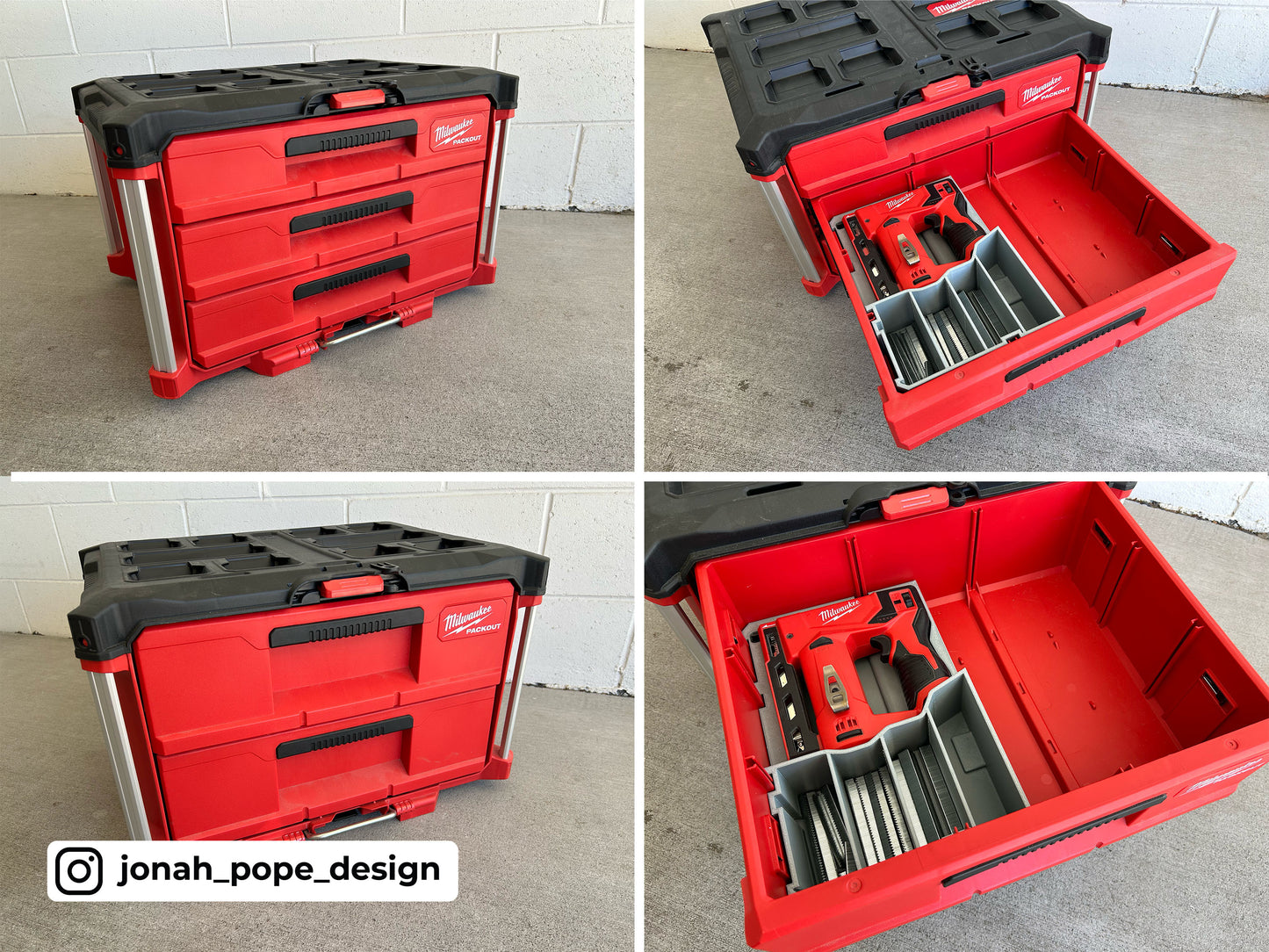 Milwaukee Packout M12 Staple Gun Storage Insert for Milwaukee Packout 2/3 Draw By Jonah Pope Design