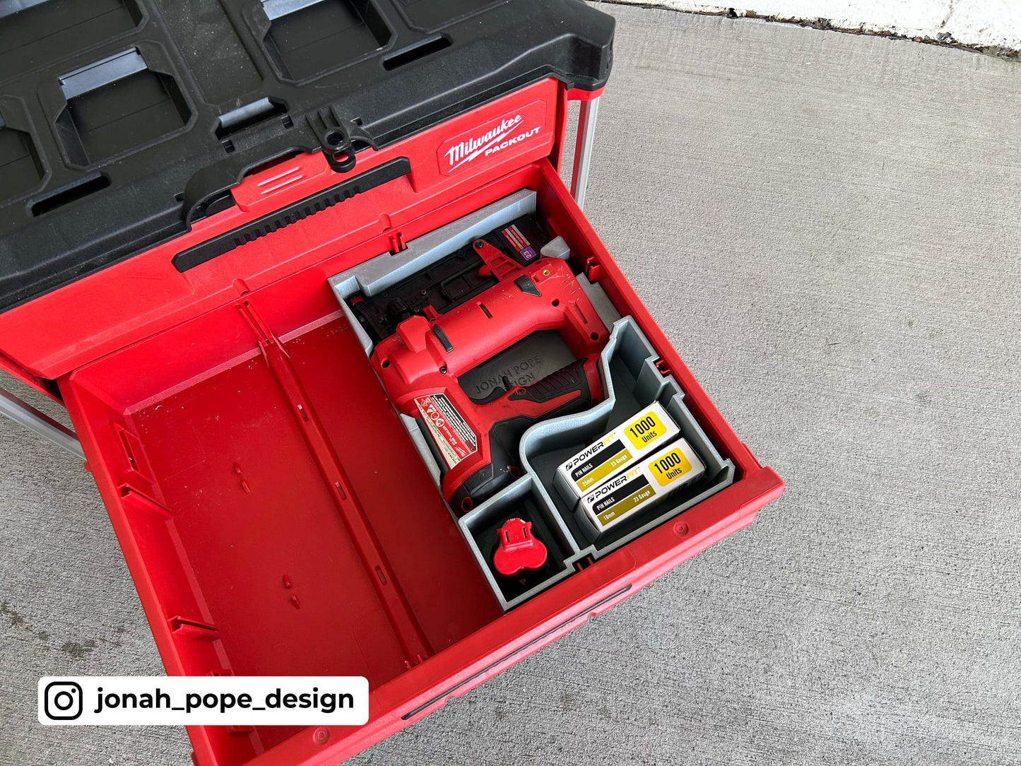 Milwaukee Packout M12 Pin Nailer Storage Insert for Milwaukee Packout 2/3 Draw By Jonah Pope Design