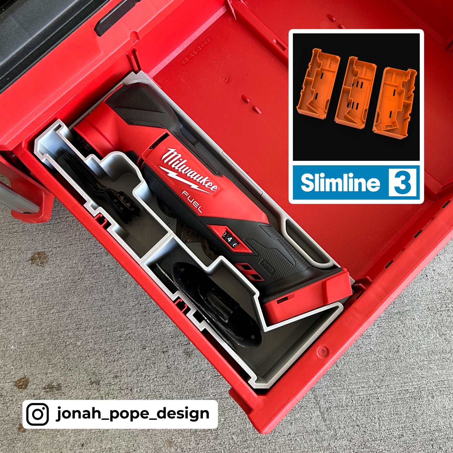 M18 Multi-tool Fuel insert for Milwaukee Packout 2/3 Draw By Jonah Pope Design