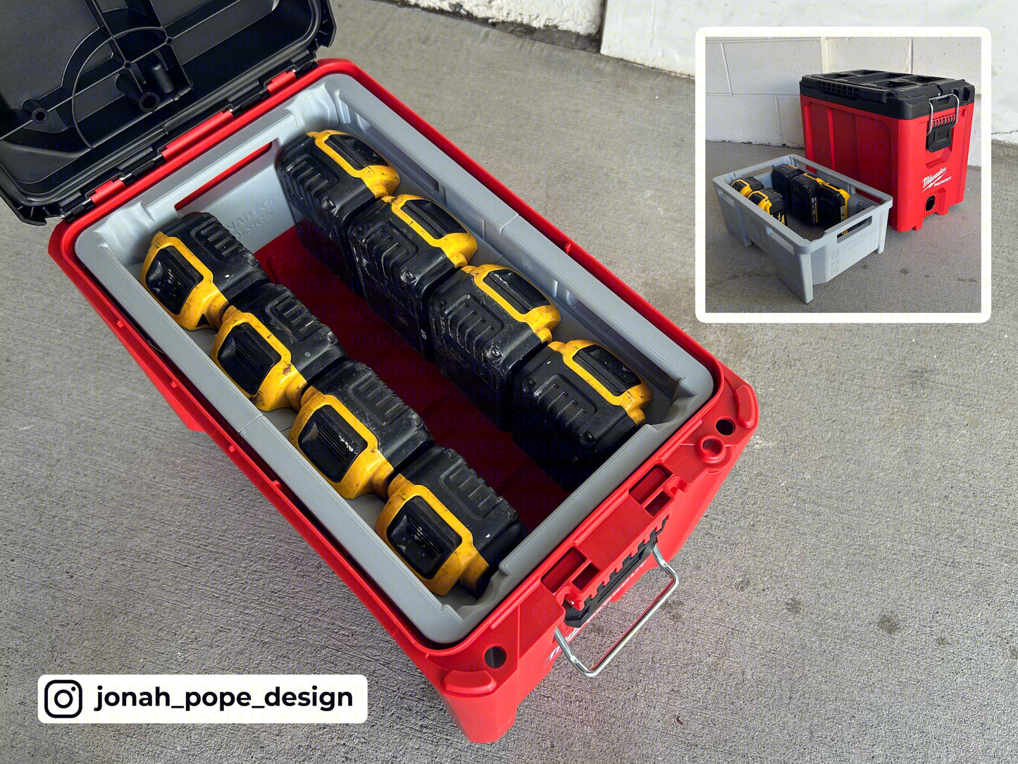 Dewalt 18V XR battery insert for Packout Compact Tool Box by Jonah Pope Design