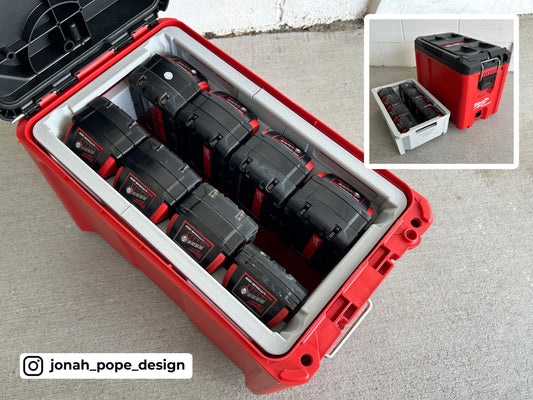 M18 Battery Rack Insert for Packout Compact Tool Box By Jonah Pope Design