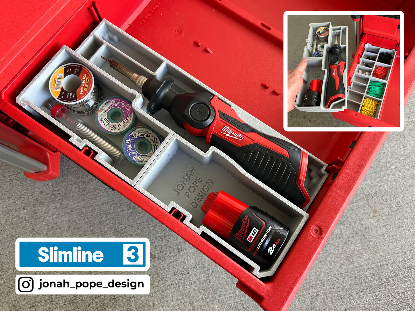 M12 Soldering Iron insert for Milwaukee Packout 2/3 Draw By Jonah Pope Design