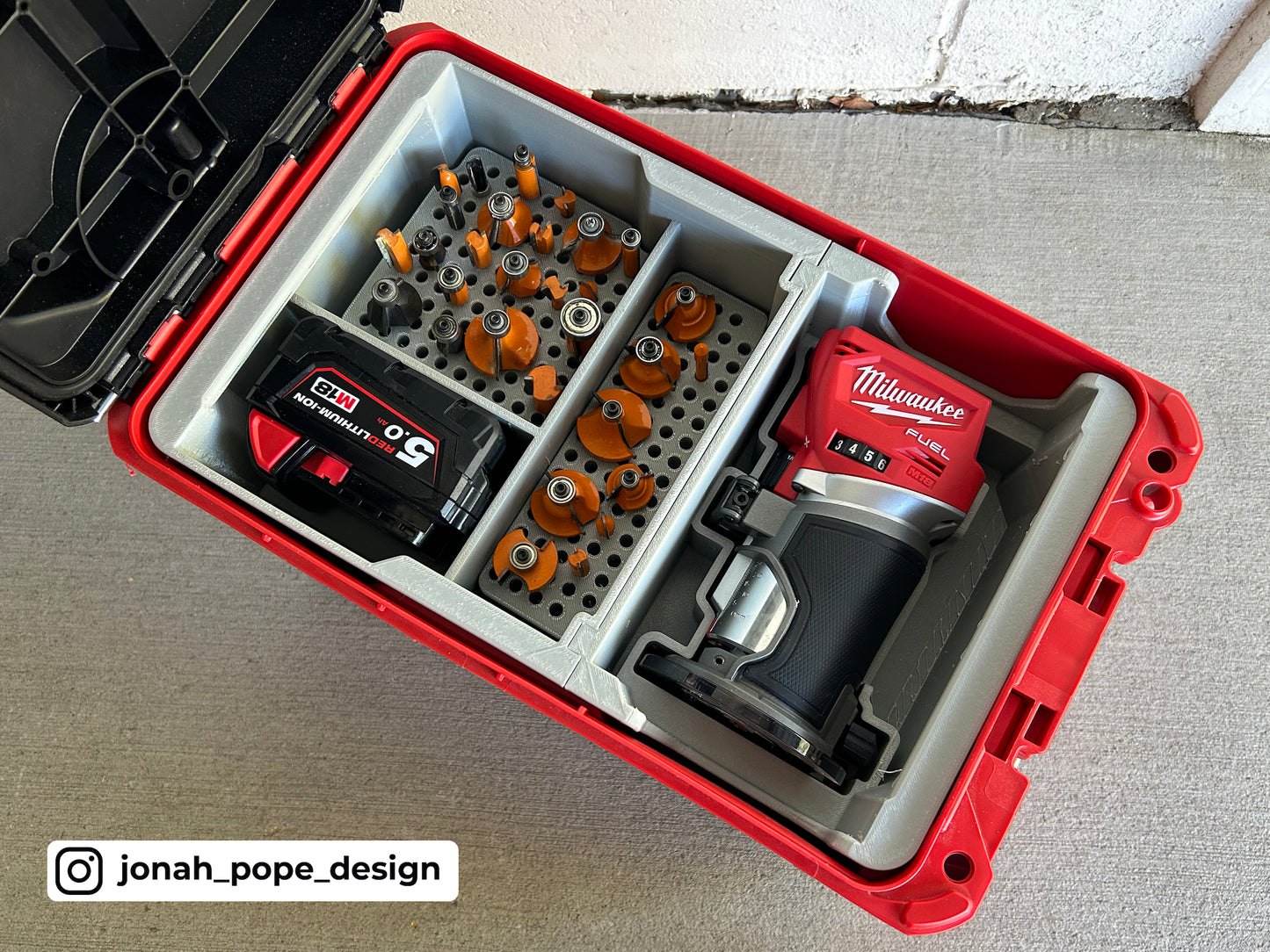 M18 Router Insert for Packout Compact Tool Box By Jonah Pope Design