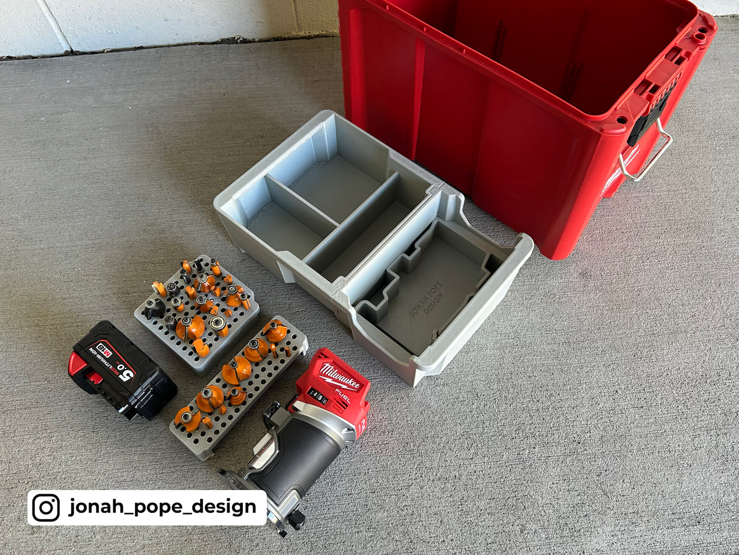 M18 Router Insert for Packout Compact Tool Box By Jonah Pope Design
