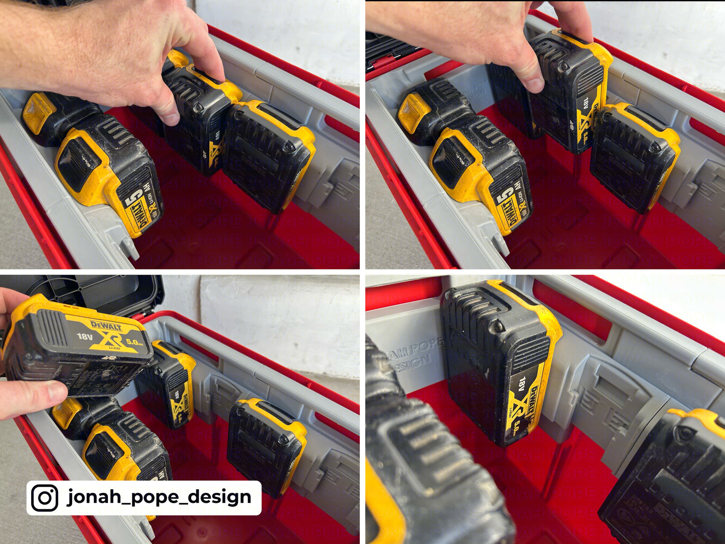 Dewalt 18V XR battery insert for Packout Compact Tool Box by Jonah Pope Design
