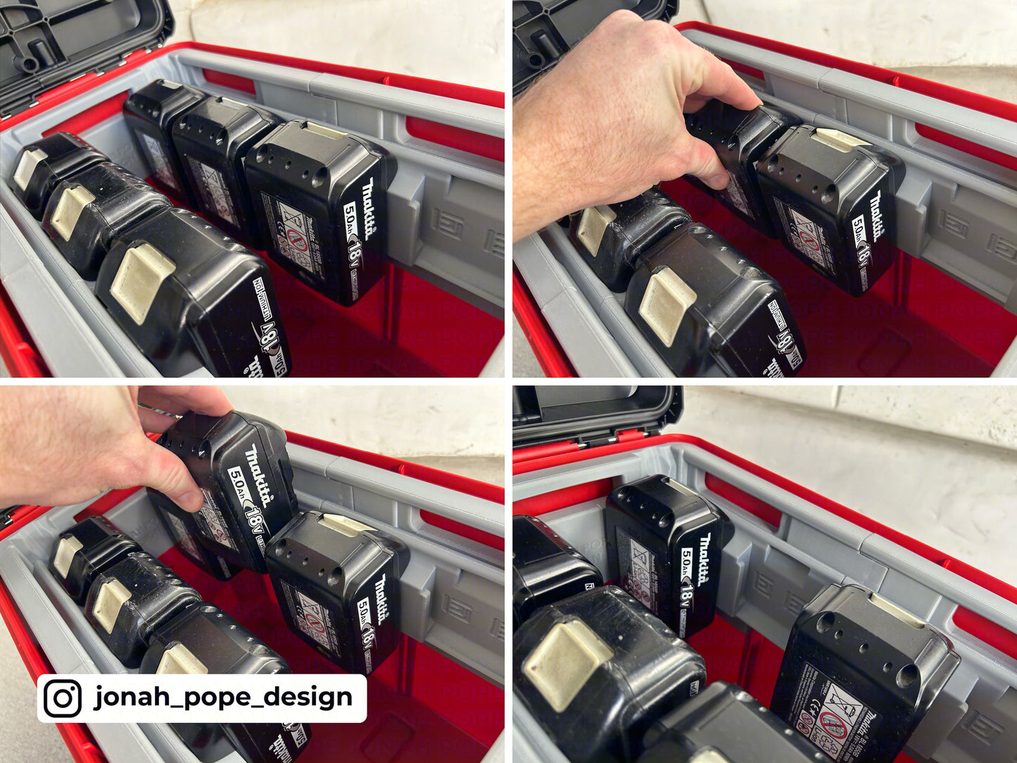 Makita battery insert for Packout Compact Tool Box by Jonah Pope Design