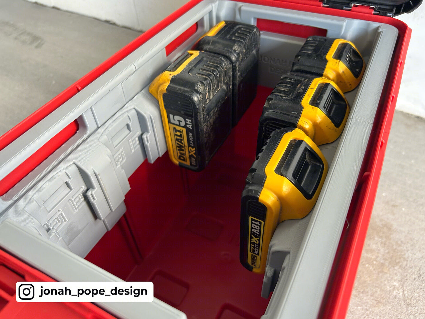 Dewalt 18V XR battery insert for Packout Compact Tool Box by Jonah Pope Design