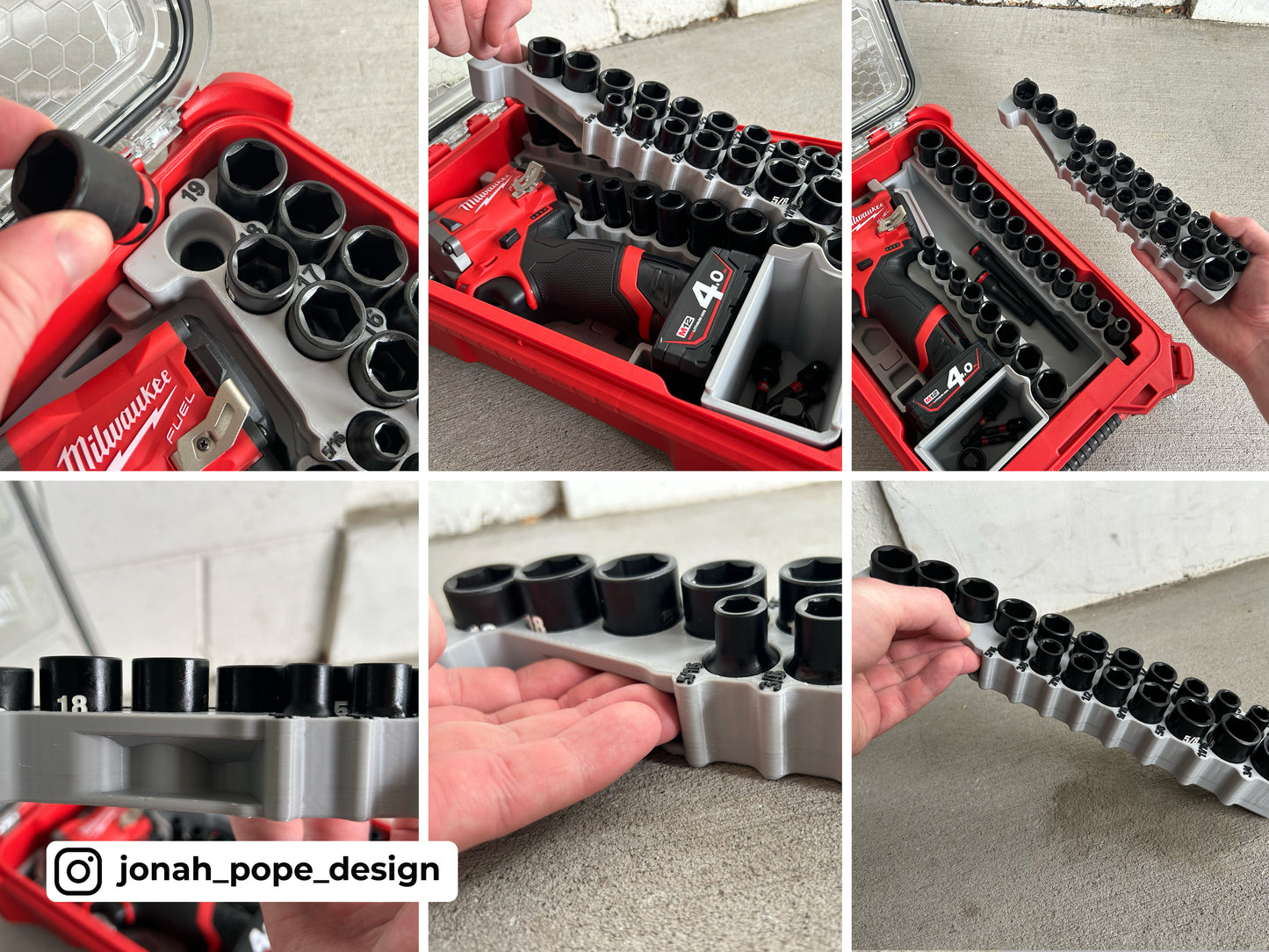 M12 Stubby impact 3/8 Insert for Compact Organiser By Jonah Pope Design