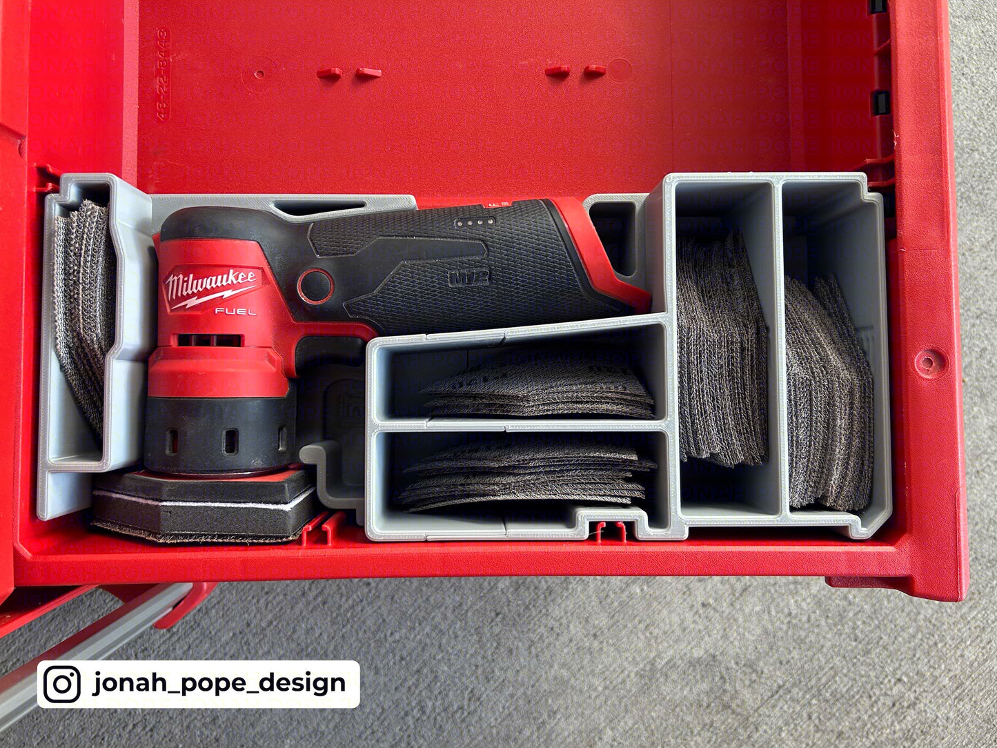 M12 Orbital Detail Sander Drawer insert by Jonah Pope Design