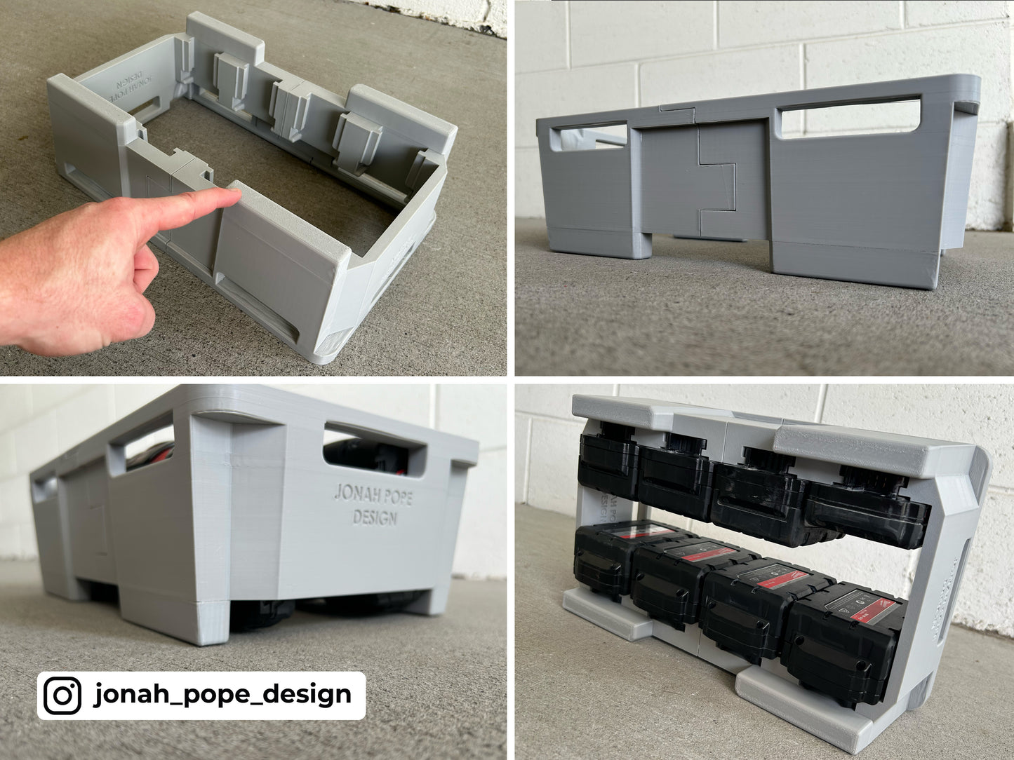 M18 Battery Rack Insert for Packout Compact Tool Box By Jonah Pope Design