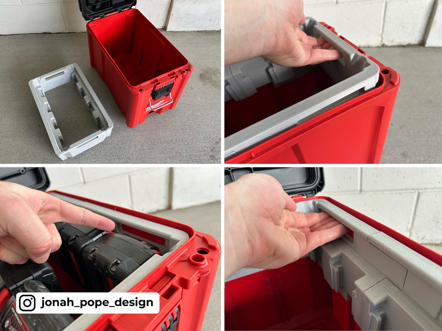 M18 Battery Rack Insert for Packout Compact Tool Box By Jonah Pope Design