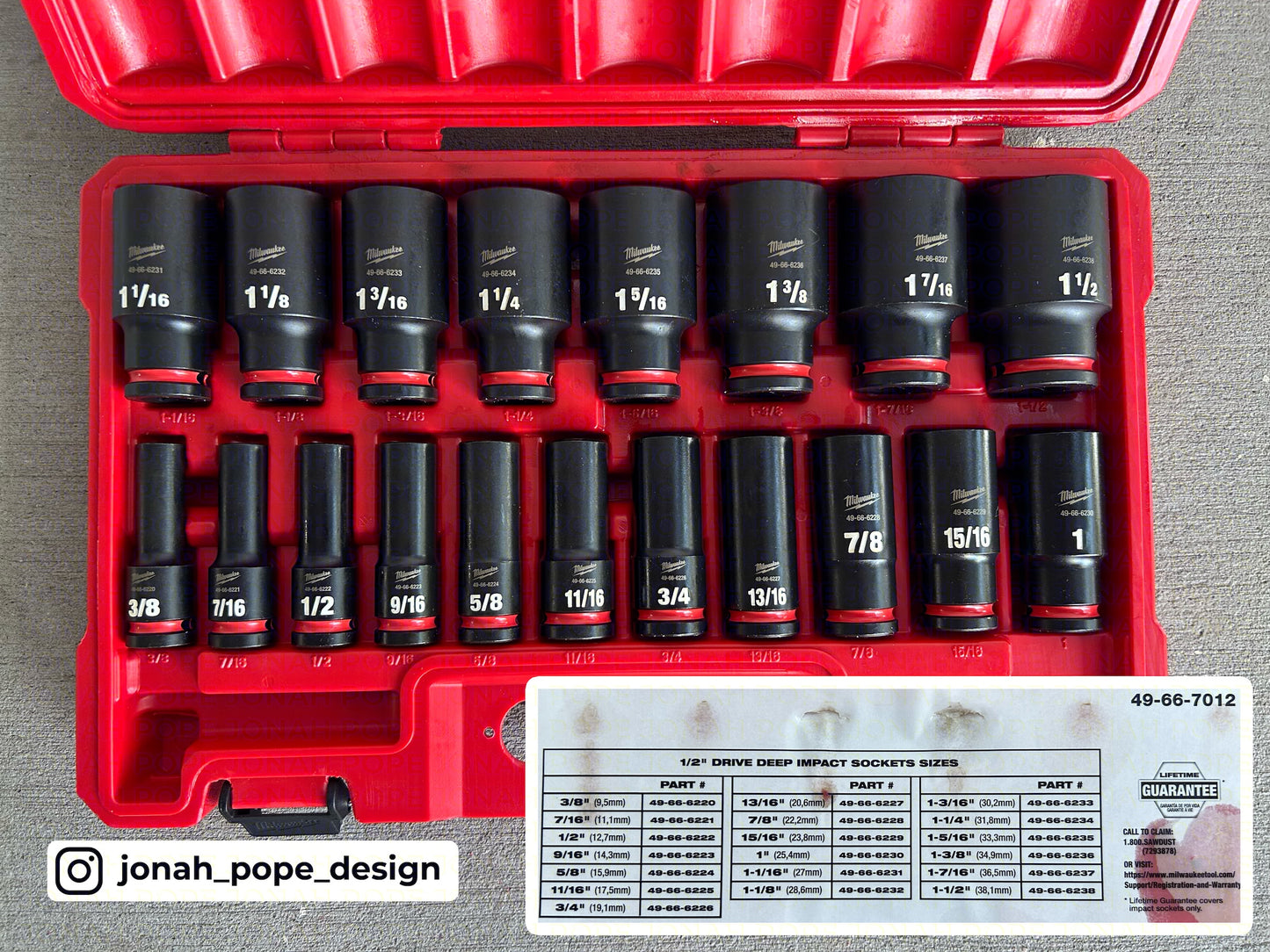 Shockwave SAE socket set insert for Compact Organiser by Jonah Pope Design