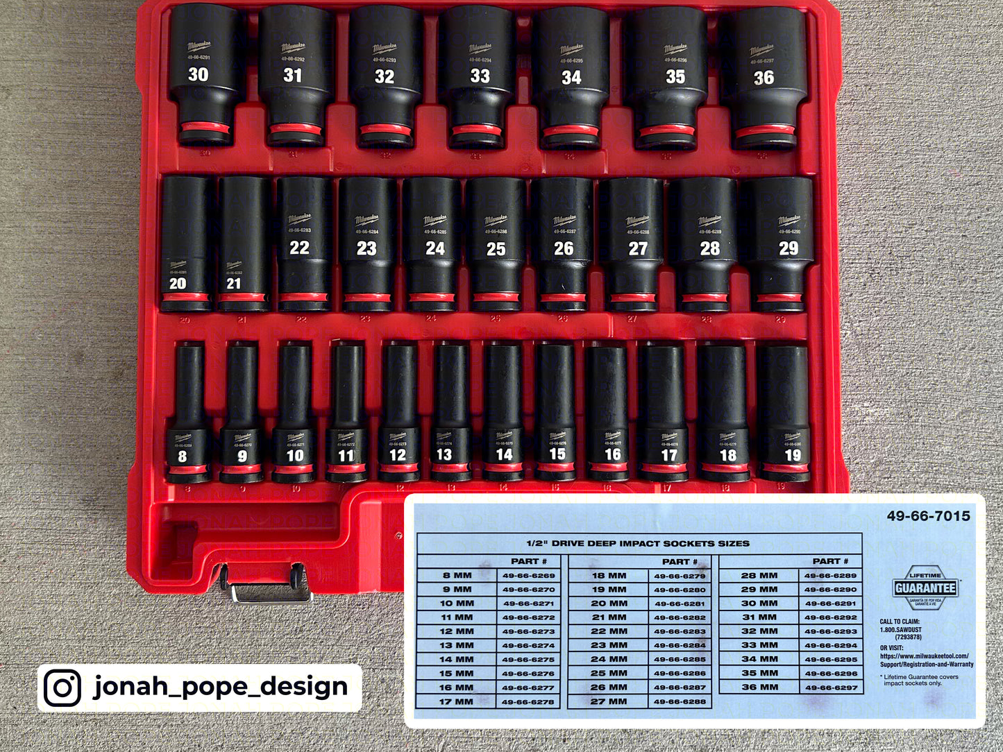 Shockwave METRIC socket set insert for Compact Organiser by Jonah Pope Design
