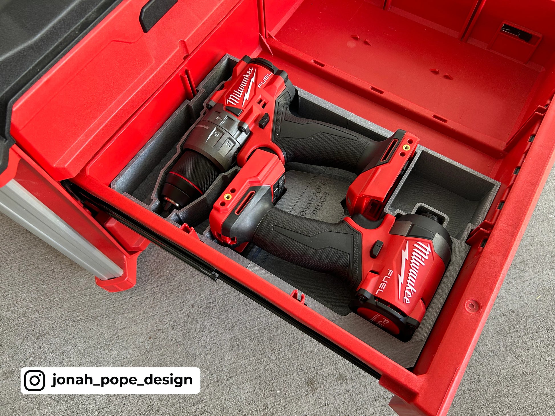 M18 Gen Drill Impact Storage Insert for Milwaukee Packout 2/3 Draw By Jonah Pope Design