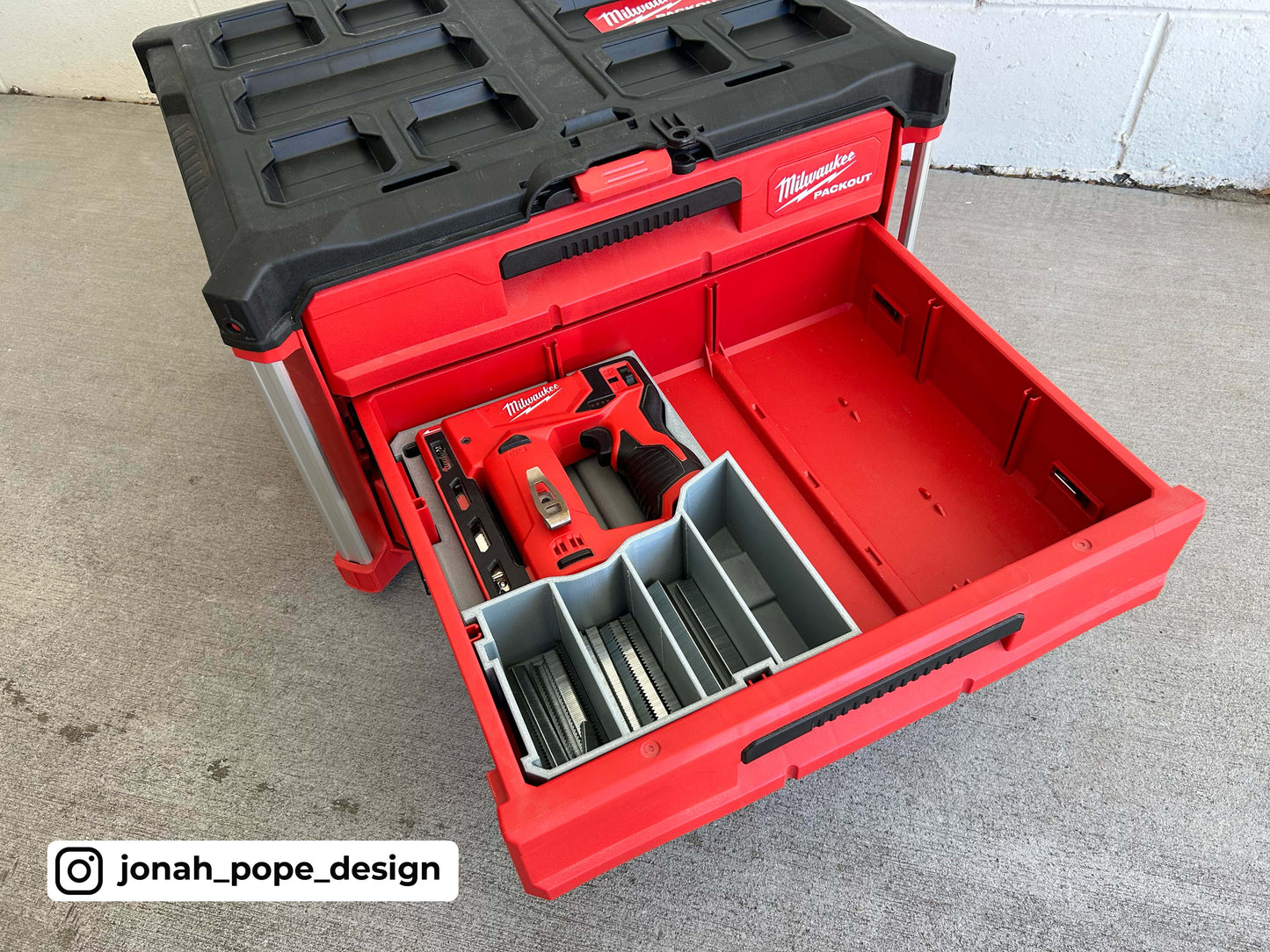 Milwaukee Packout M12 Staple Gun Storage Insert for Milwaukee Packout 2/3 Draw By Jonah Pope Design