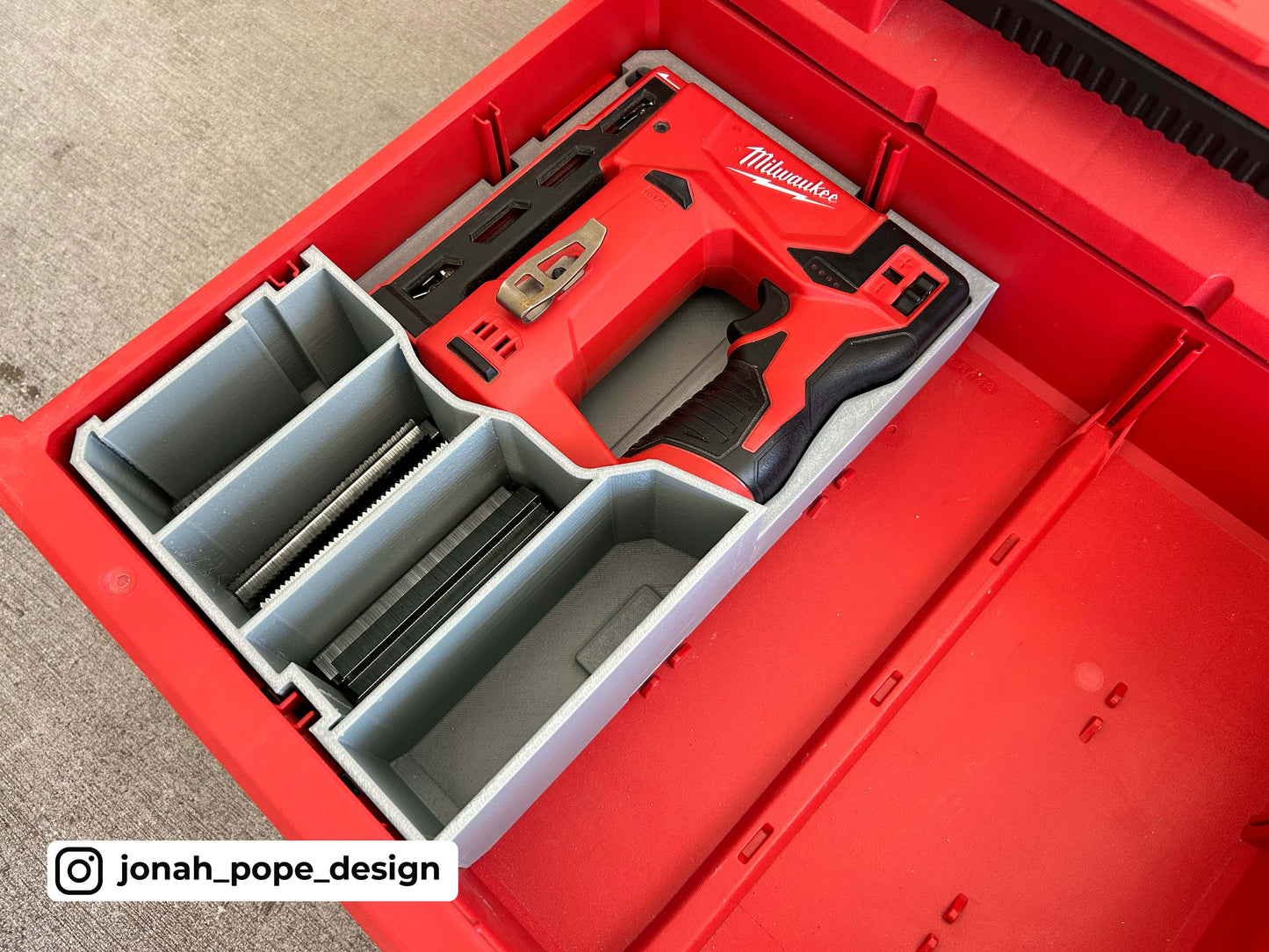 Milwaukee Packout M12 Staple Gun Storage Insert for Milwaukee Packout 2/3 Draw By Jonah Pope Design